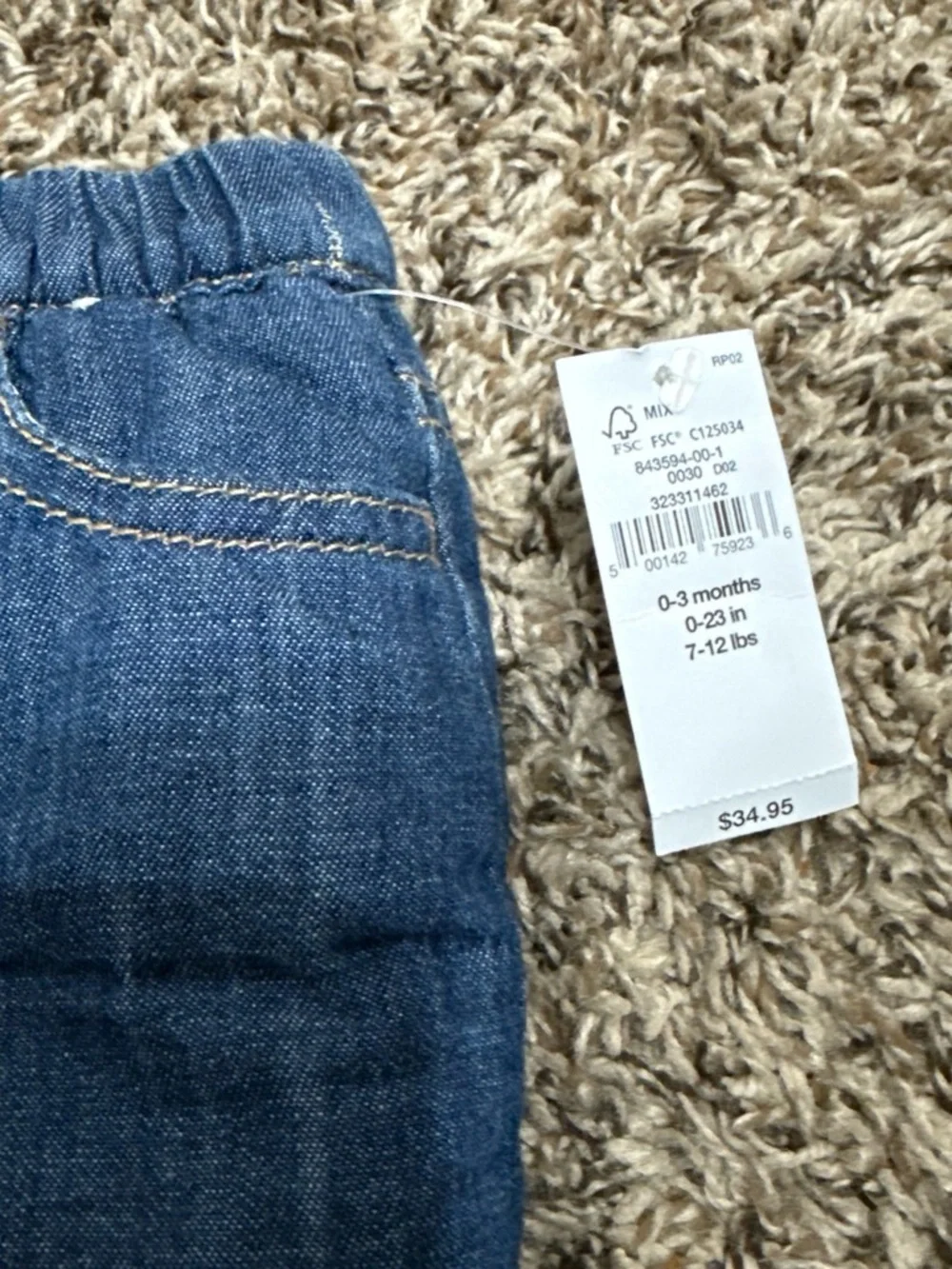 GAP Dark Blue Denim Jeans with White Fleece Cuffs